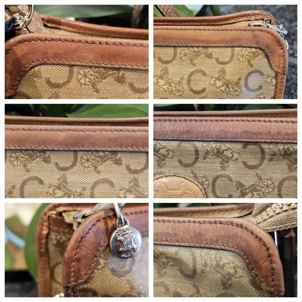 Céline "C" Monogram Horse & Carraige Coated Canvas Clutch w/Strap & Twilly Added - Picture 5 of 16